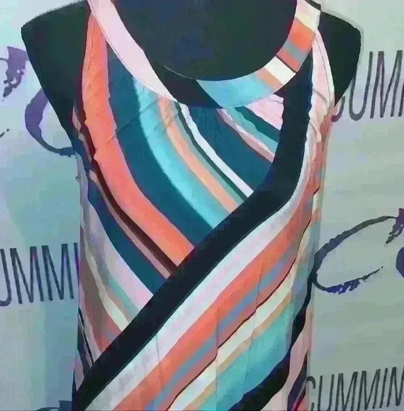 Dress Barn Roz and Ali striped multicolored sleeveless extra small dress Soft. - Picture 6 of 7